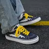 Zapatos de Lona Kou Chuan Xing Xing Shan Dian para Hombre Primavera y Otoño Nuevos de Caña Baja Zapatos de Tabla para Estudiantes Tendencia Versátil Casual Zapatos Blancos
