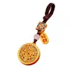 Llavero Colgante de Coche Tradicional de Alta Gama con Cinco Bendiciones Doradas, Amuleto del Dios de la Riqueza y la Paz, Colgante para Bolsa, Adorno de Oro Arena para Mujer