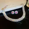 Conjunto de Joias Europeu e Americano Transfronteiriço Folha Cravejada com Zircônia Gota d'Água, Corrente de Clavícula de Luxo Leve de Alta Qualidade, Acessório de Pescoço Moderno