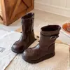 Botas de cano médio da moda para meninas mais velhas, coleção outono 2026, botas individuais, botas de couro estilo princesa, botas de menina, botas infantis BMW