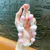 Cadena para teléfono de pompón con cuentas transfronteriza, llavero de bola de diamante para coche, colgante para mochila, regalo personalizado, venta al por mayor de comercio exterior