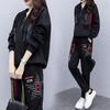 Conjunto deportivo casual estampado para mujer Otoño e Invierno Estilo coreano Moderno Nueva llegada Talla grande Suéter holgado con capucha Conjunto de dos piezas