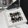 Feito à mão Preto Gradiente Cruz Gema Coração Nicho Manicure Escura Estilo Barroco Formato T Estilo Escuro