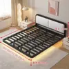 2026 Novo Modelo de Estrutura de Cama Flutuante, Cama de Ferro Forjado, Cama Estofada Macia, Estrutura Simples de Ferro, Cama Tatame Dupla para Pousada, Cama Grande Reforçada