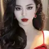 Colar Gota D'água Retro Francês Brinco Feminino Estilo Court Hong Kong Corrente Clavícula Rubi Corrente de Pescoço Elegante de Luxo Leve Moda