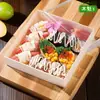 Caixa de Sushi Salmão de Madeira Descartável Caixa para Almoço Leve 9 Lua de Miyagi Caixa Quadrada para Salada de Frutas