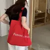 Bolsa Estilo Coreano Ins Bolsa de Lona Roja para Mujer 2026 Nueva Bolso de Hombro de Gran Capacidad Bolso Tote Estilo Perezoso de Verano