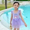 Maiô Infantil de Peça Única Novo Estilo Roupa de Banho Estilo Saia para Crianças Pequenas com Design Anti-Exposição para Meninas, Adequado para Fontes Termais