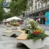 Banco Irregular para Canteiro de Flores em Cimento GRC Celebridade da Internet Rua Comercial Madeira Anticorrosiva Banco de Lazer Assento para Paisagismo Externo Personalizado