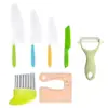 Juego de Cuchillos de Cocina de Plástico para Niños, Moldes para Galletas, Delantal Estampado de Papa, Guantes, Cuchillo Ondulado para Papa, Tabla de Cortar, Traje