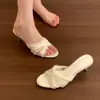 Sandálias de Salto Alto de Renda Cetim Suave Chuyuji para Mulheres, Uso Externo de Verão, Bico Redondo e Aberto, Salto Agulha, Adequadas para Combinar com Vestidos