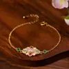 Pulseira Colorida Estilo Chinês Retro Original com Gotejamento de Óleo Borboleta Dopamina Flor de Amor para Mulheres Versátil Joia de Moda de Alta Qualidade