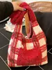 Bolso Tote Perezoso Estilo Coreano Nuevo Invierno para Mujer, Bolso de Hombro de Felpa de Gran Capacidad, Bolso de Moda Casual a Cuadros