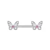 Anillo para Pezón de Mariposa Nueva Zirconia Transfronterizo Uña para Pezón Lindo y Dulce Rosa Acero Inoxidable Joyería para Piercing Corporal Al por Mayor