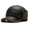 Gorra de Béisbol de Moda con Forro de Polar para Invierno para Hombres, Gorra de Cuero a Prueba de Viento y Cálida para Personas de Mediana Edad y Mayores, Gorra de Béisbol Engrosada con Protección para los Oídos para Papá