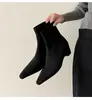 Botines de Tobillo para Mujer con Tacón Grueso, Puntiagudos, de Gamuza, Estilo Nuevo Otoño/Invierno 2026, Forrados de Borrego, Delgados, de Moda