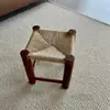 Cadeira Pequena de Madeira Maciça, Banco para Trocar Sapatos em Casa, Banqueta Pequena Estilo Antigo, Banqueta Baixa de Luxo para Sala de Estar, Banqueta de Rattan Retrô Personalização