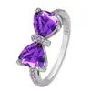 Venta Caliente deseo Anillo Doble Amor Amatista Zircón Lujo Lazo Estéreo Cristal Anillo Mariposa