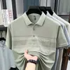 Camisa de Seda de Gelo de Verão para o Pai Novo Estilo Camiseta de Manga Curta para Homens de Meia-Idade e Idosos Roupa de Verão Camisa Polo com Bolsos Camiseta