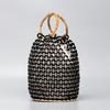 Bolso de Cuentas de Madera de Gran Capacidad Enspt, Bolso Cubo para Vacaciones en la Playa, Bolso de Mano de Bambú para Viaje, Bolso Tejido a Mano para Mujer