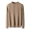 Tejidos 100% Lana Pura para Hombre, Grosor Extra, Cuello Alto Medio, Jersey Casual, Tejido Sencillo, Otoño e Invierno, Nuevo, Tejido de Cachemira