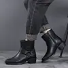 Botas mais vendidas da Amazon: botas Chelsea masculinas, de cano alto, botas de couro com salto grosso, sapatos masculinos da moda, disponíveis em tamanhos grandes, em estoque