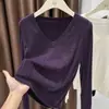 40-100kg Suéter Básico Casual de Punto Retorcido Otoño e Invierno Cuello en V Moda Femenina Casual Top de Punto Interior