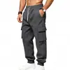 Pantalones deportivos de punto holgados para hombre, versátiles, de talla grande, para exteriores, casual, deportivos, con múltiples bolsillos, ropa de trabajo, europeos y americanos, transfronterizos de Amazon
