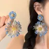 Brincos de Flor Tecida Estilo Resort Romano para Mulheres, Presilhas de Orelha, Brincos Elegantes de Alto Padrão, Brincos de Pino Exagerados para Praia
