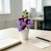 Planta artificial en maceta Phalaenopsis mini de tres flores para decoración de interiores del hogar, bonsái de planta verde para restaurantes, cafeterías y macetas de jardín