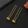 Color Metal Dorado Chapado Conserva Color Pasador Estilo Chino Creativo Hueco Disco Redondo Pasador DIY Accesorio para el Cabello Joyería Hecha a Mano Accesorios