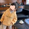 Suéter con capucha para niña, ropa de otoño, estilo coreano, suelto, otoño, nuevo, color sólido, estilo occidental, forro polar, camisa básica que combina con todo.