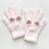 Luvas de Pelúcia Gatinho para Crianças Meninas, Novo Estilo Inverno, Quentes, Fofas, Dedos Separados, Compatíveis com Tela de Toque, Luvas Kt à Prova de Vento