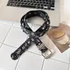 Cinto de cintura americano de nicho y2k com estrela de lantejoulas para mulheres, designer, cinto de couro sem furo, para usar com saias e jeans, decorativo