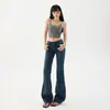 Jeans acampanados de cintura baja estilo retro americano para chicas sexys, corte ajustado, ligeramente elásticos, versátiles, pantalones largos, disponibles para envío directo