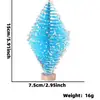 Mini Árvore de Pinheiro Colorida Pequena de Natal Enfeite de Mesa Decoração de Árvore de Natal com Glitter Branco para Exibição em Mesa