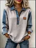 Otoño e Invierno 2026 Nuevos Modelos de Exportación de Amazon en Stock Tops Casuales de Manga Larga Europeos y Americanos Camisas Polo de Mezclilla para Mujer