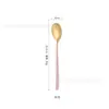 Cuchara de Acero Inoxidable 304 Estilo Coreano Mango Largo Cuchara Mezcladora Cuchara Doméstica Cuchara para Arroz Cuchara Redonda Cuchara para Café Alto Valor de Color Vajilla