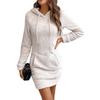 Moda Europea y Americana Otoño e Invierno 2025 Vestido Casual de Felpa con Capucha y Cordón, Ajustado, para Cadera, Elegante, Color Puro, para Mujer