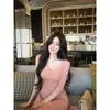 2026 Principios de Otoño Vestido de Punto Coreano con Cuello Volante Suave de Tres Cuartos Ajustado Estilo Fresco Dulce y Picante Vestido Base