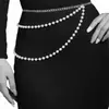 Joias transfronteiriças europeias e americanas corrente de cintura de pérola artificial para garotas sexy e quentes corrente de corpo de metal da moda feminina corrente de metal franja corrente de corpo atacado