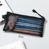 Estuche de malla transparente minimalista estilo japonés, bolsa de papelería de gran capacidad, bolsa de lápices portátil para exámenes de estudiantes, bolsa de almacenamiento