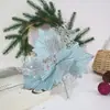 Decoración Navideña 24CM Flor Navideña de Malla Hueca Decoración de Boda Fiesta Árbol de Navidad Flor Artificial Venta al por Mayor
