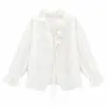 Camisa con corbata de cuello en V, rosa tridimensional, estilo chino elegante de otoño, nuevo top de manga larga adelgazante estilo chino para mujer P7179
