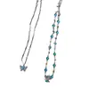 Collar de mariposa de doble capa original de verano, accesorio de alta calidad, ligero y lujoso, gargantilla de cadena de clavícula con nicho para mujer