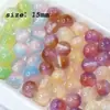 Resina Hielo Transparente Ojo de Gato Redondas Perlas Fino Brillo Cielo Estrellado Manchado Perlas Sueltas DIY Hilo Perlas Sueltas Bolígrafo Collar Pulsera Accesorios de Joyería