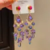 Pendientes de Borla de Cristal de Resina Incrustados de Diamantes con Forma de Rombo Lujo Accesible Ganchos de Oreja de Gama Alta Moda Personalizable Pendientes Versátiles para Mujer