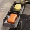 Jabonera sin agujeros para pared, baño, doble capa, con drenaje, estante para guardar jabón de pared para baño doméstico