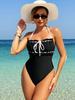 Traje de baño de una pieza nuevo de comercio exterior bikini AliExpress bikini contraste de color blanco y negro top de tubo tirantes G13WY