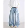 Jeans Masculino Moderno com Estampa de Letras Masculino Solto Reto Perna Larga Vibe de Alto Padrão Bonito Rebelde Americano Retro Versátil